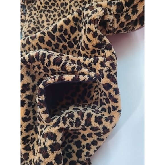 Vtg Ocean East Fleece Jacket Women’s M Leopard Print Faux Fur Collar Zip Up - Picture 15 of 15